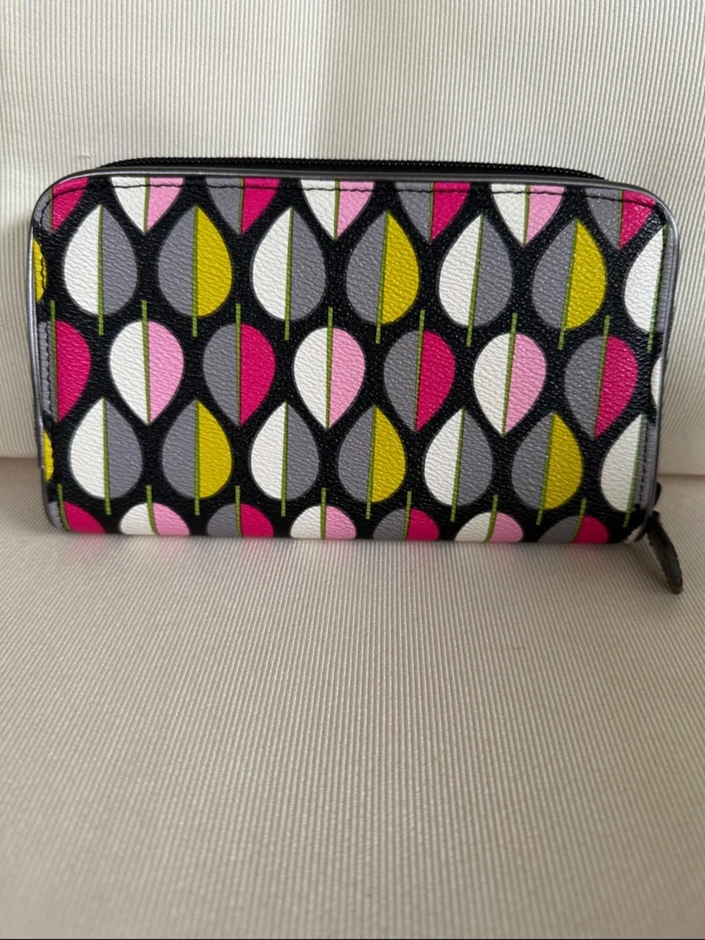 Vera Bradley Moon Drops Zip-Around Wallet in Pink, Gray, White, Olive